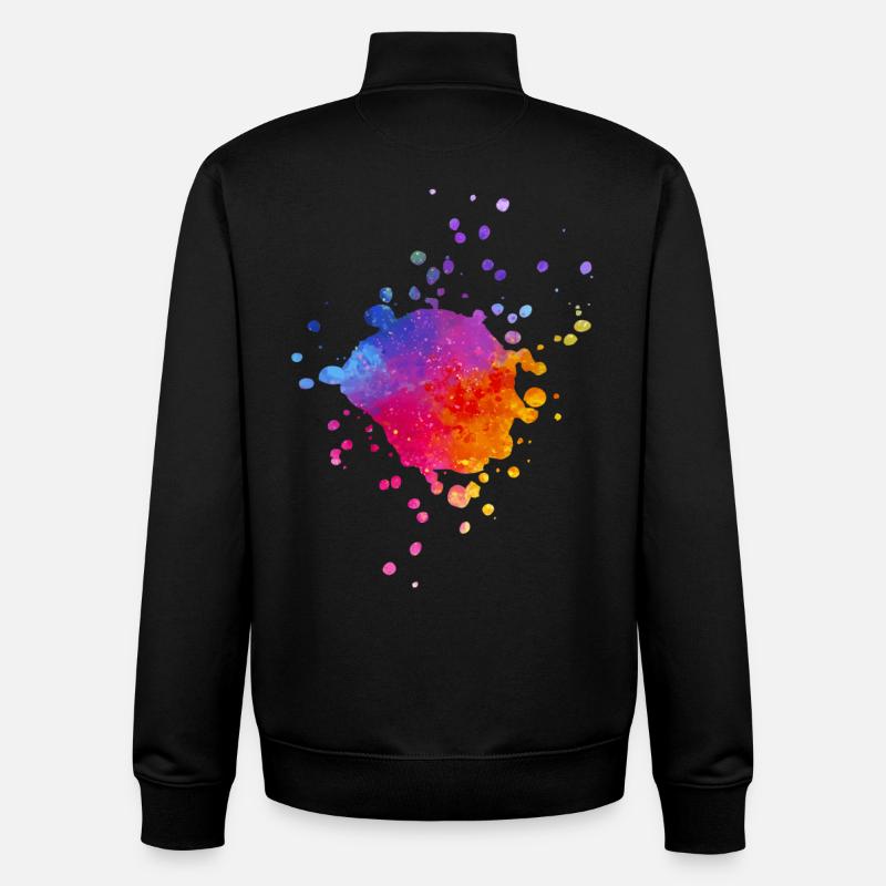 Bunte Farbspritzer - Farbverlauf Aquarell - Unisex Organic Zip Sweatshirt von Stanley/Stella - Schwarz
