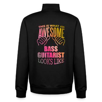 guitare basse - Sweat zippé unisexe en coton bio Stanley/Stella - noir - Dos - AI Model Male 185 light (185cm)
