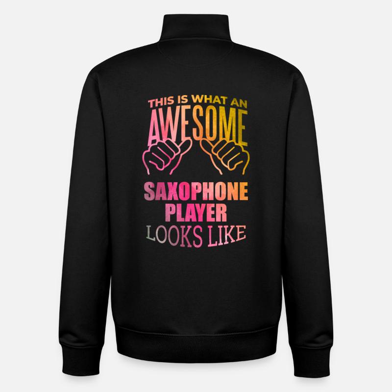 saxophone - Sweat zippé unisexe en coton bio Stanley/Stella - noir