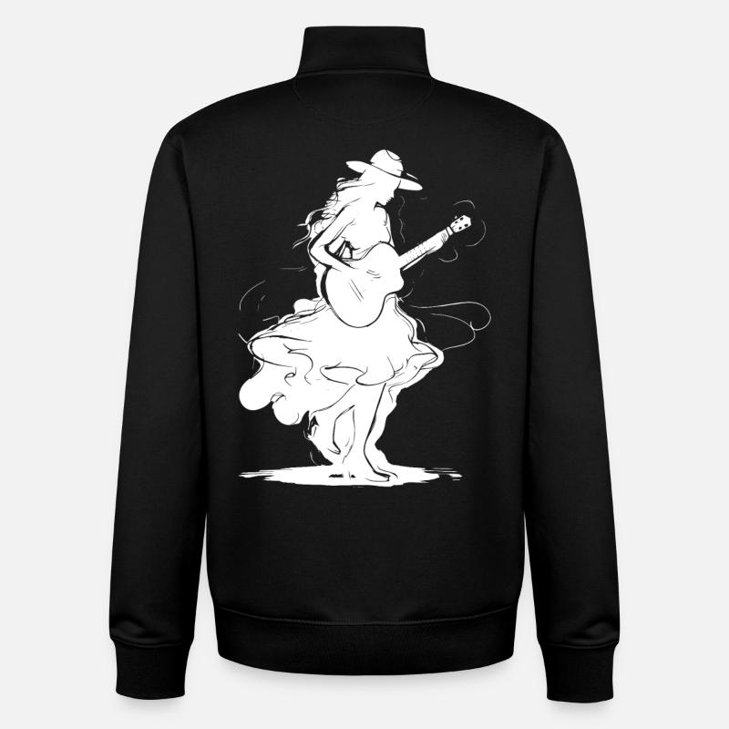 Fille de guitare - Sweat zippé unisexe en coton bio Stanley/Stella - noir