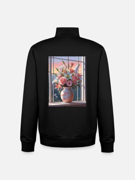Vases of Flowers at Sunset - Unisex Organic Zip Sweatshirt by Stanley/Stella - black