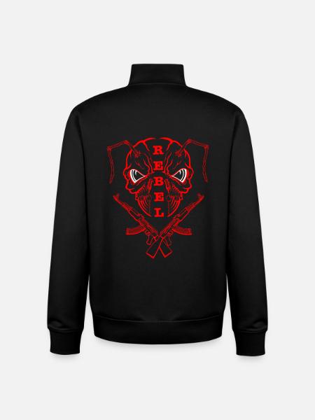 "REBEL EYES – Fearless Expression" red - Unisex Organic Zip Sweatshirt by Stanley/Stella - black