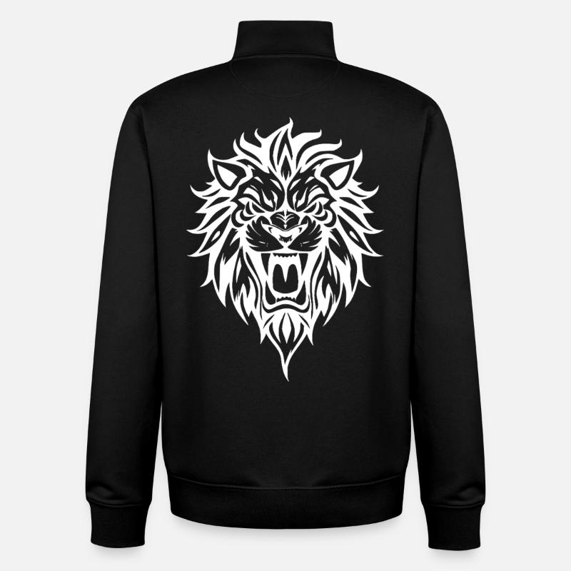 Powerful lion head silhouette - Unisex Organic Zip Sweatshirt by Stanley/Stella - black