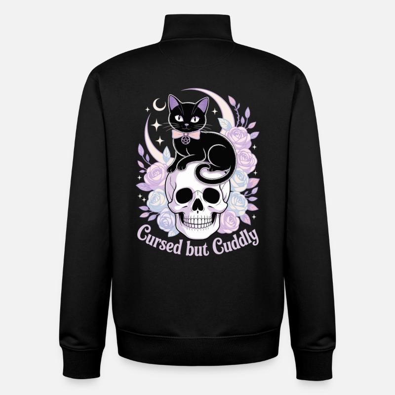 Mystical Cats and Bones Design - Unisex Organic Zip Sweatshirt by Stanley/Stella - black