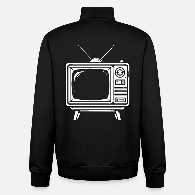 Retro TV Design – Classic Style - Unisex Organic Zip Sweatshirt by Stanley/Stella - black
