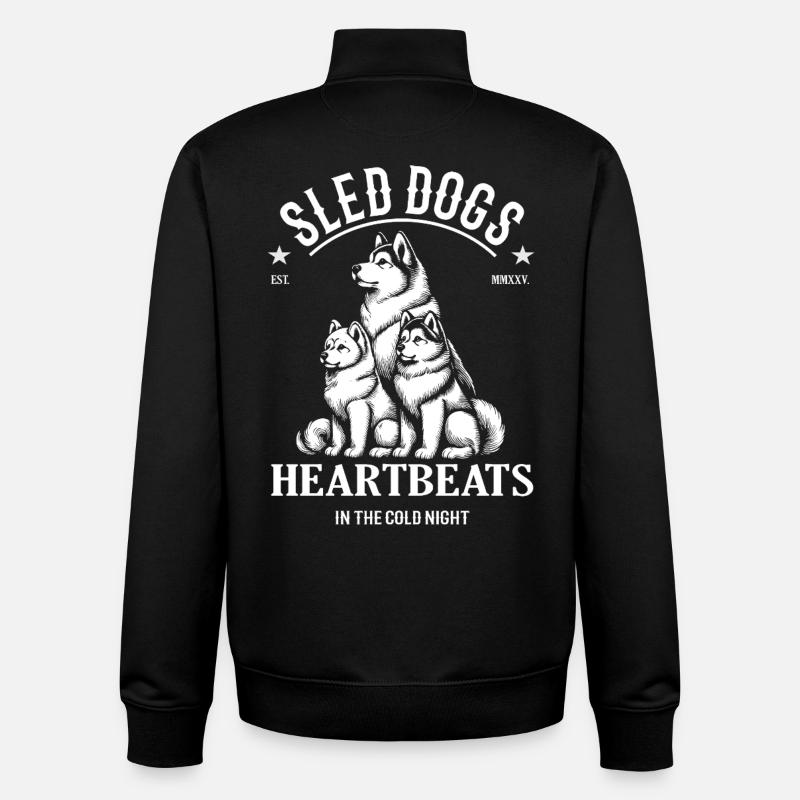 Schlittenhund Design – Heartbeats in Cold Night - Unisex Organic Zip Sweatshirt von Stanley/Stella - Schwarz