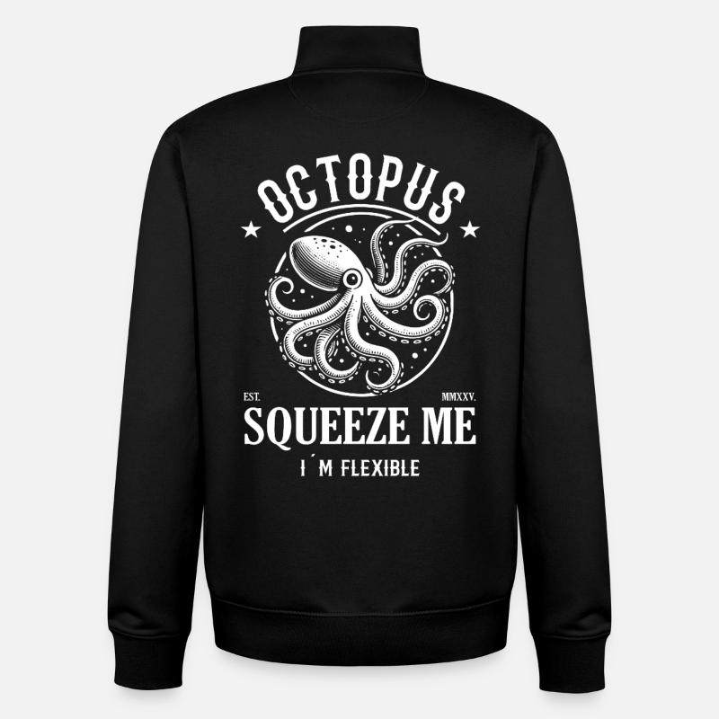 Kraken Design – Serrez-moi, je suis flexible - Sweat zippé unisexe en coton bio Stanley/Stella - noir