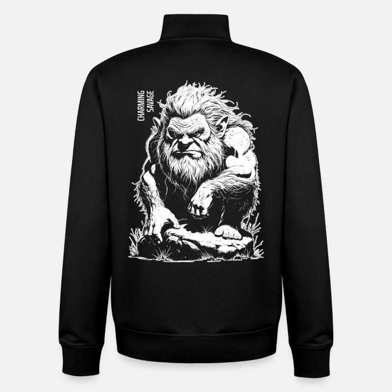 Charmant Savage #1 Design blanc - Sweat zippé unisexe en coton bio Stanley/Stella - noir