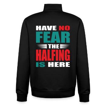 Have no Fear the Halfling is here Outfit - Unisex Organic Zip Sweatshirt by Stanley/Stella - black - Back - AI Model Male 185 light (185cm)