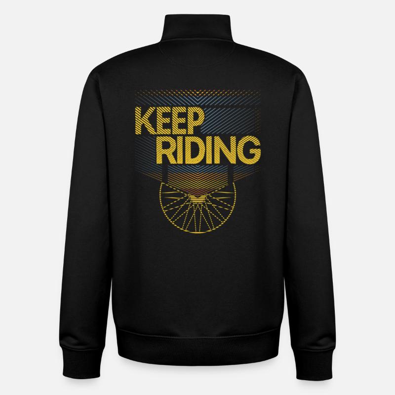 Keep Riding Cycling Pattern - Unisex Organic Zip Sweatshirt by Stanley/Stella - black