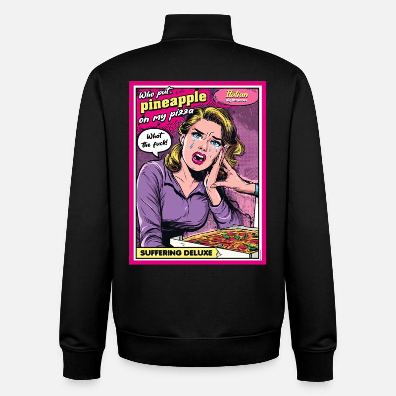 Pas d’ananas sur la pizza - Sweat zippé unisexe en coton bio Stanley/Stella - noir