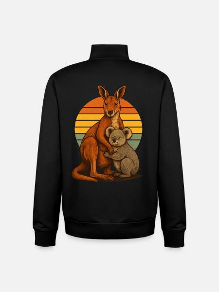 Kangaroo Koala Australian Friends - Unisex Organic Zip Sweatshirt by Stanley/Stella - black