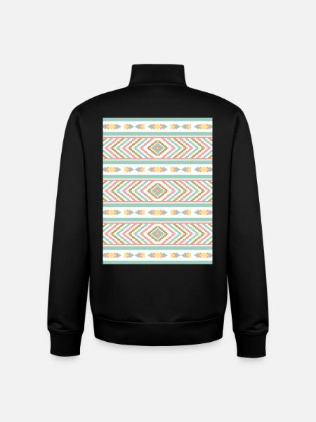 Stylish Boho Vibe Tribal Pastel Geometry - Unisex Organic Zip Sweatshirt by Stanley/Stella - black