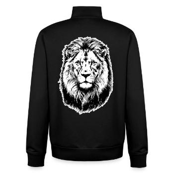Portrait Lion Roi de la Savane - Sweat zippé unisexe en coton bio Stanley/Stella - noir - Dos - AI Model Male 185 light (185cm)