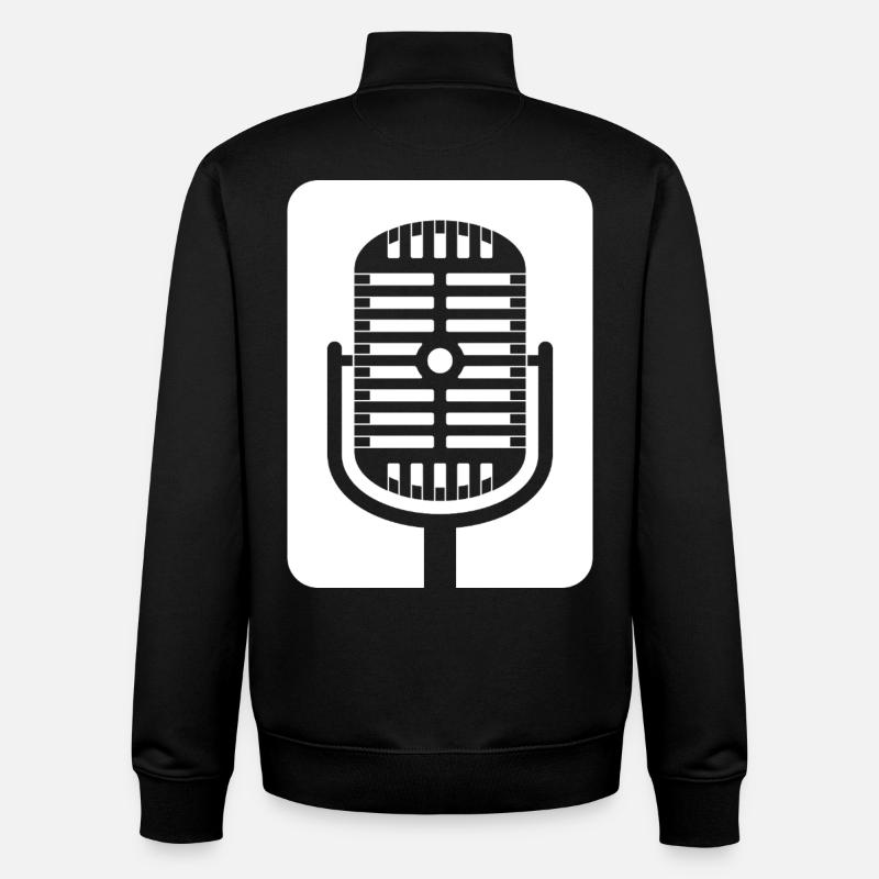 Retro Microphone Emblem - Unisex Organic Zip Sweatshirt by Stanley/Stella - black