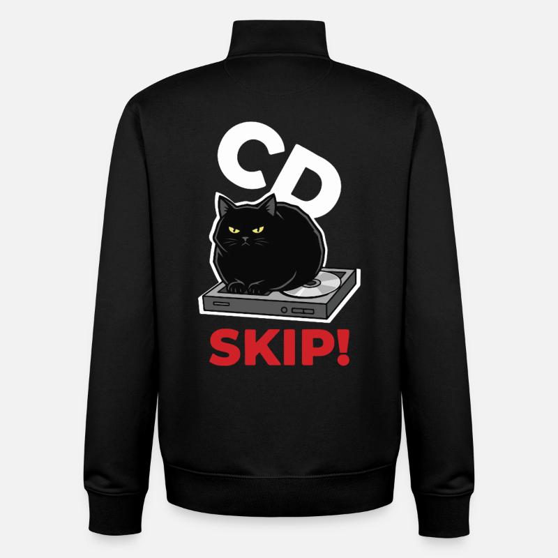 CD Skip Chat Musique Humour - Sweat zippé unisexe en coton bio Stanley/Stella - noir