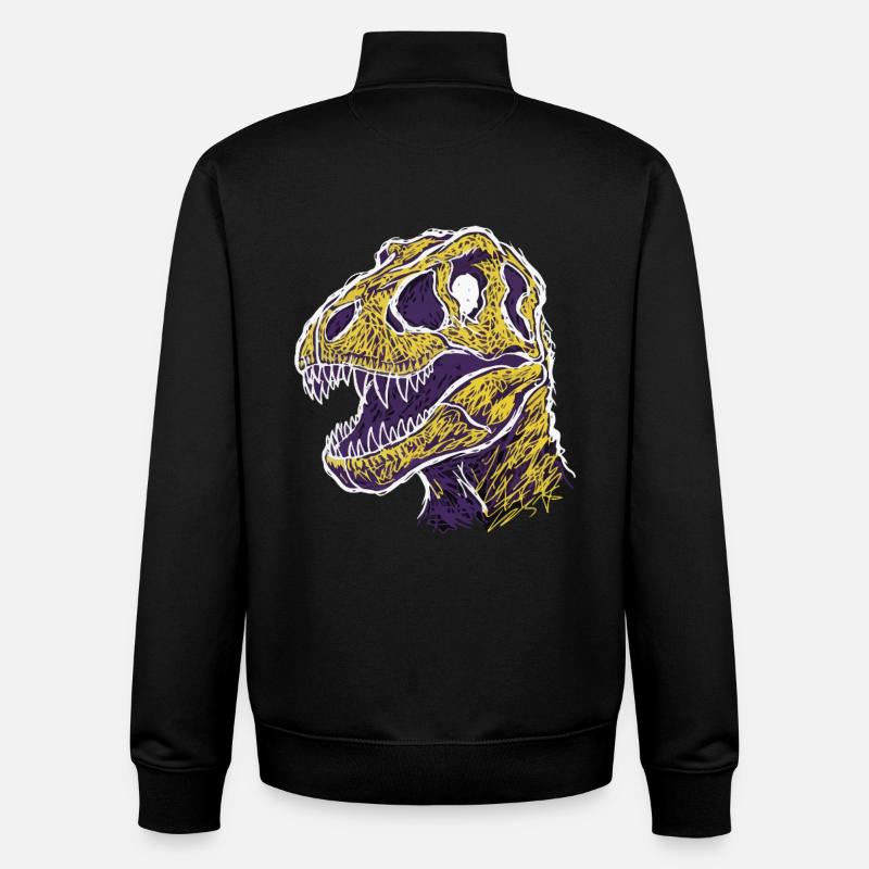 Crâne de T-Rex Dinosaure Artistique - Sweat zippé unisexe en coton bio Stanley/Stella - noir