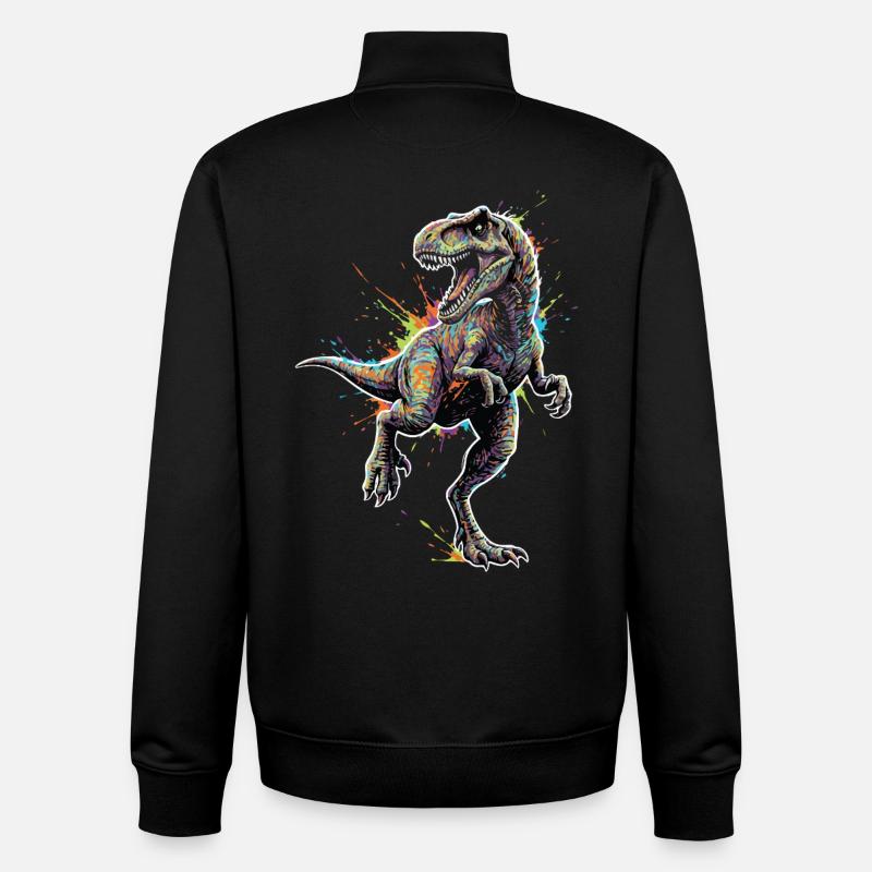 T-Rex_Apex_Explosion_Couleurs_Neon - Sweat zippé unisexe en coton bio Stanley/Stella - noir