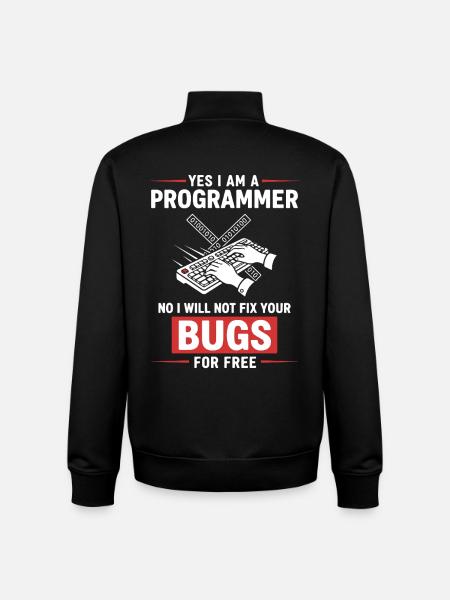 Humour Programmeur Fixe Pas Bugs - Sweat zippé unisexe en coton bio Stanley/Stella - noir