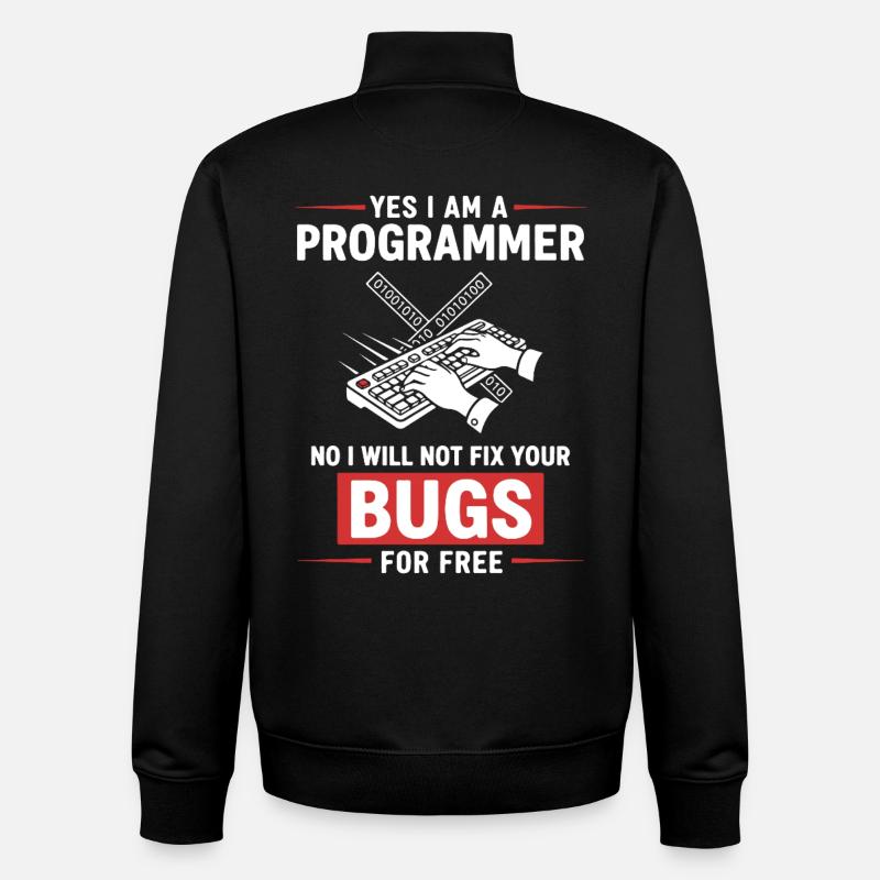 Humor Fixed Programmer No Bugs - Unisex Organic Zip Sweatshirt by Stanley/Stella - black