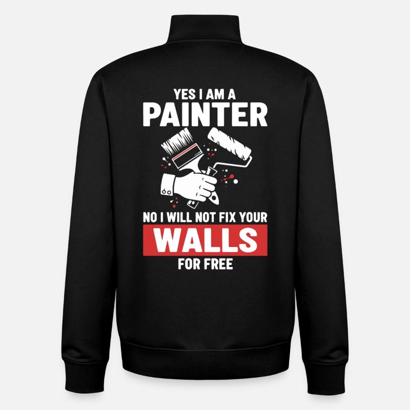 Humor Painter Fixed Not Walls - Unisex Organic Zip Sweatshirt by Stanley/Stella - black