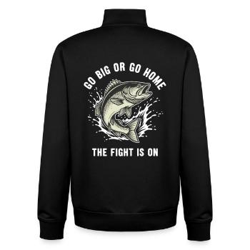 Angelfluss bekämpft große Fische - Unisex Organic Zip Sweatshirt von Stanley/Stella - Schwarz - Hinten - AI Model Male 185 light (185cm)
