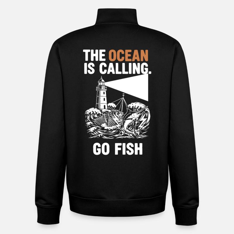 Pêche Mer Ocean Go Fish - Unisex Organic Zip Sweatshirt by Stanley/Stella - black