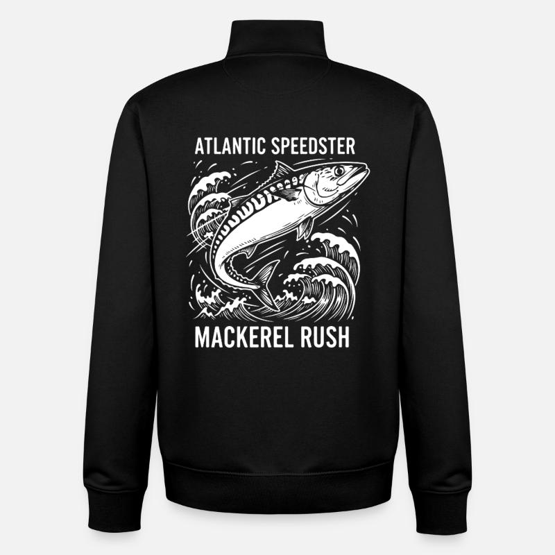Pêche Mer Maquereau Mackerel Rush - Sweat zippé unisexe en coton bio Stanley/Stella - noir