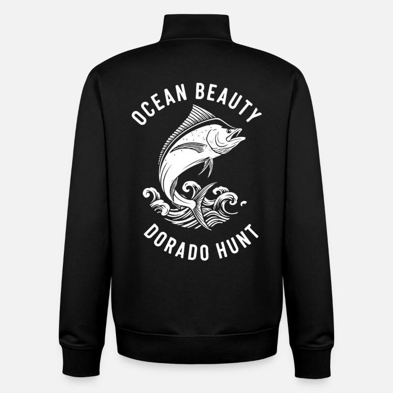 Pêche Mer Dorado - Sweat zippé unisexe en coton bio Stanley/Stella - noir