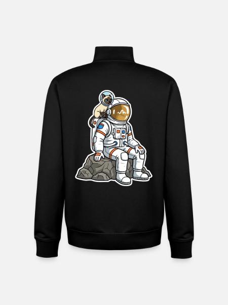 Siamese Cat Astronaut Space Companion - Unisex Organic Zip Sweatshirt by Stanley/Stella - black