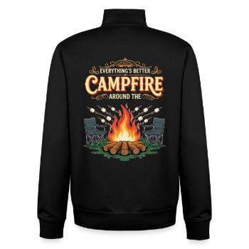 Campfire Marshmallow Everything's Better Campground - Unisex Organic Zip Sweatshirt by Stanley/Stella - black - Back - AI Model Male 185 light (185cm)