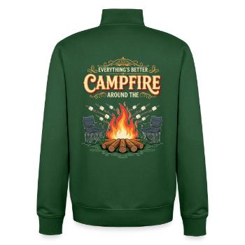 Campfire Marshmallow Everything's Better Campground - Unisex Organic Zip Sweatshirt by Stanley/Stella - bottle green - Back - AI Model Male 185 dark (185cm)