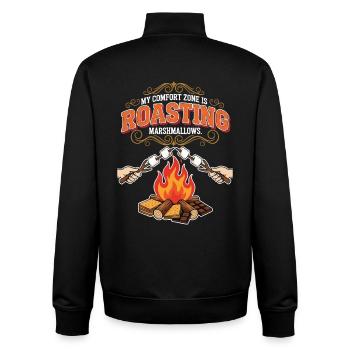 Camping Humour Comfort Zone Roasting Marshmallows - Unisex Organic Zip Sweatshirt by Stanley/Stella - black - Back - AI Model Male 185 light (185cm)