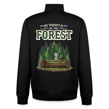 Camping Café Humour My Therapy Is In The Forest - Sweat zippé unisexe en coton bio Stanley/Stella - noir - Dos - AI Model Male 185 light (185cm)