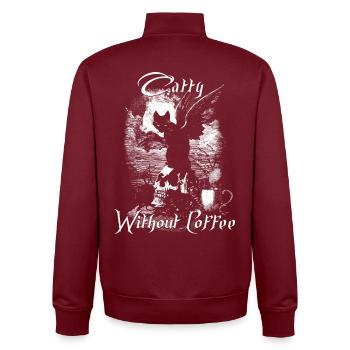 Alchemy England Catty Without Coffee - Unisex Organic Zip Sweatshirt von Stanley/Stella - Burgunderrot - Hinten - AI Model Male 185 dark (185cm)