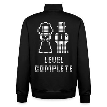 Level Complete (Hochzeit / JGA / Pixel / W) - Unisex Organic Zip Sweatshirt von Stanley/Stella - Schwarz - Hinten - AI Model Male 185 light (185cm)