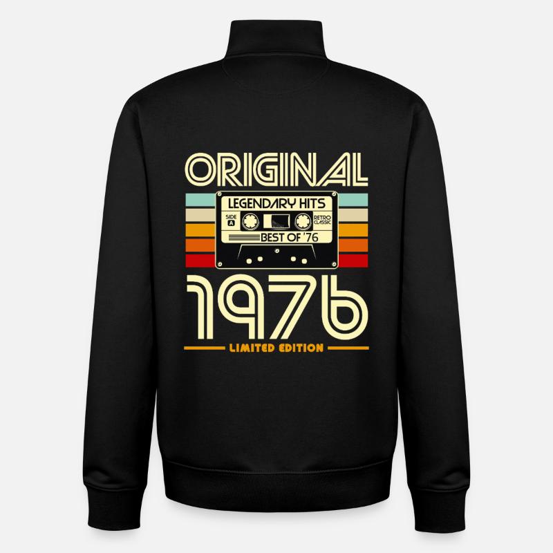 Original 1976 Retro Cassette - Sweat zippé unisexe en coton bio Stanley/Stella - noir