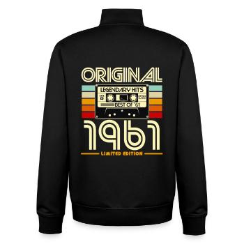 Original Legendary Hits 1961 Limited Edition - Sweat zippé unisexe en coton bio Stanley/Stella - noir - Dos - AI Model Male 185 light (185cm)