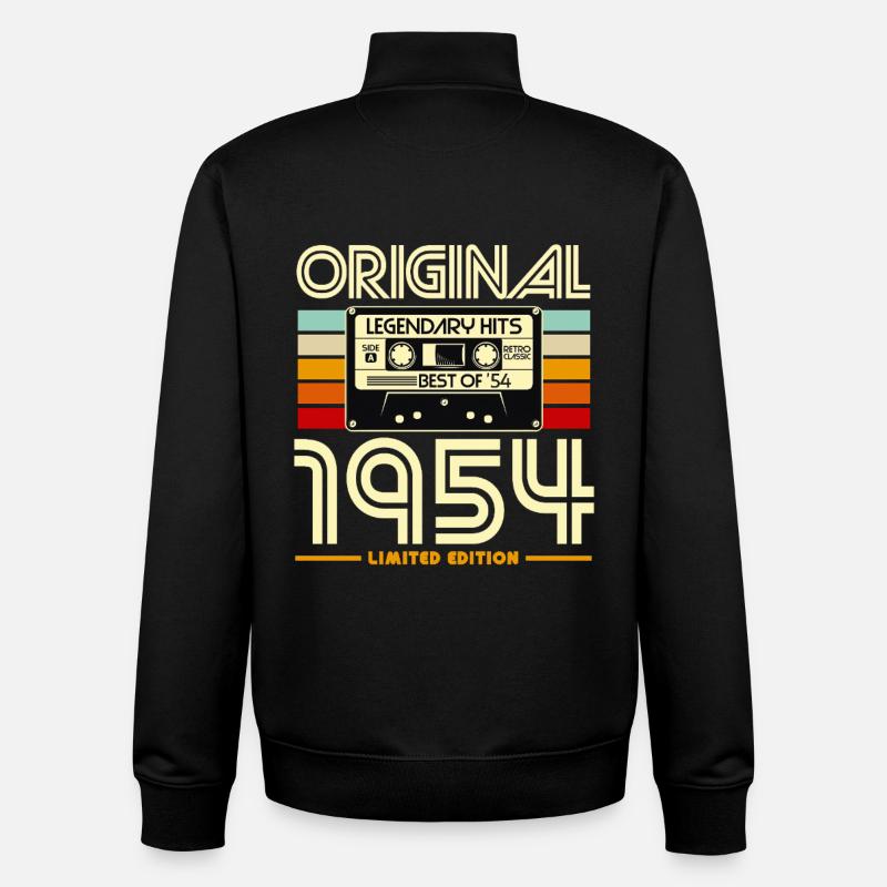 Original 1954 Cassette Retro - Sweat zippé unisexe en coton bio Stanley/Stella - noir