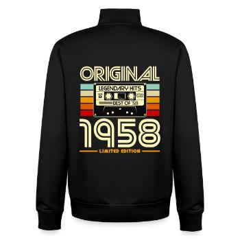 Original 1958 Vintage Cassette - Sweat zippé unisexe en coton bio Stanley/Stella - noir - Dos - AI Model Male 185 light (185cm)
