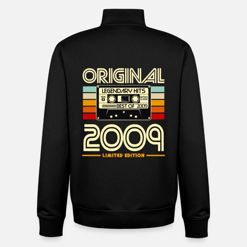 Cassette Retro 2009 Edition - Sweat zippé unisexe en coton bio Stanley/Stella - noir