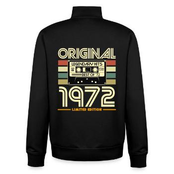 Original 1972 Hits Cassette Rétro - Sweat zippé unisexe en coton bio Stanley/Stella - noir - Dos - AI Model Male 185 light (185cm)
