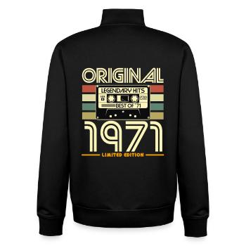 Original 1971 Retro Hits Cassette - Sweat zippé unisexe en coton bio Stanley/Stella - noir - Dos - AI Model Male 185 light (185cm)