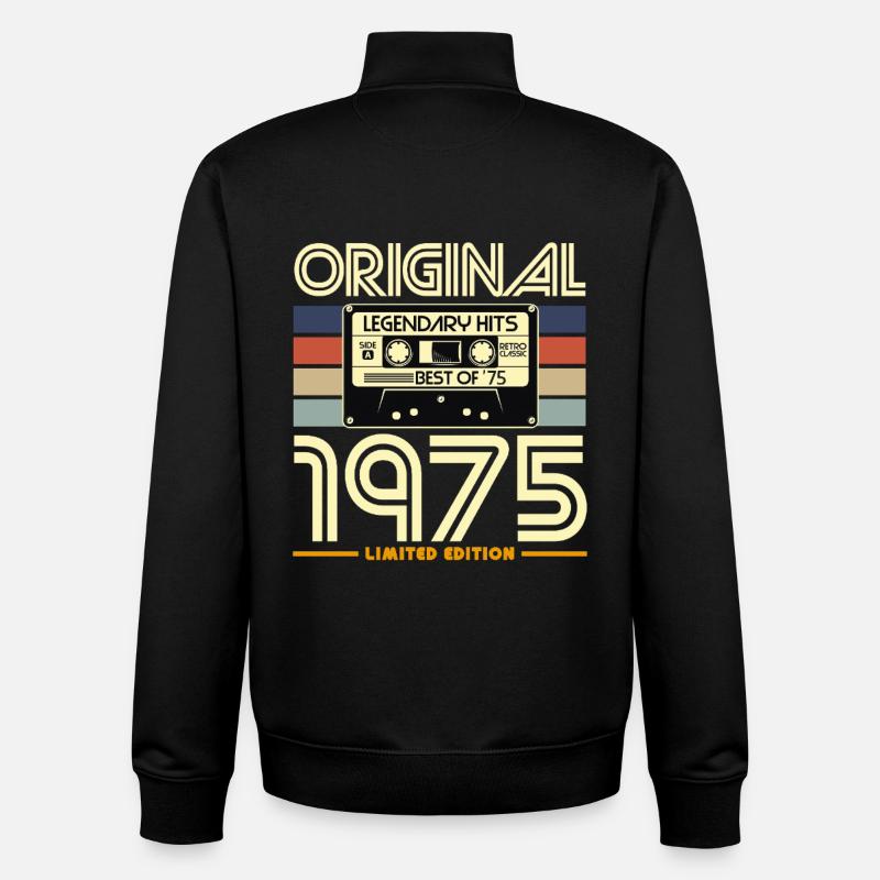 Cassette 1975 Edition Limitée - Sweat zippé unisexe en coton bio Stanley/Stella - noir