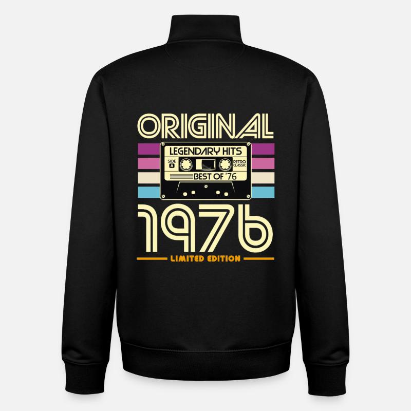 Cassette Retro 1976 Edition - Sweat zippé unisexe en coton bio Stanley/Stella - noir