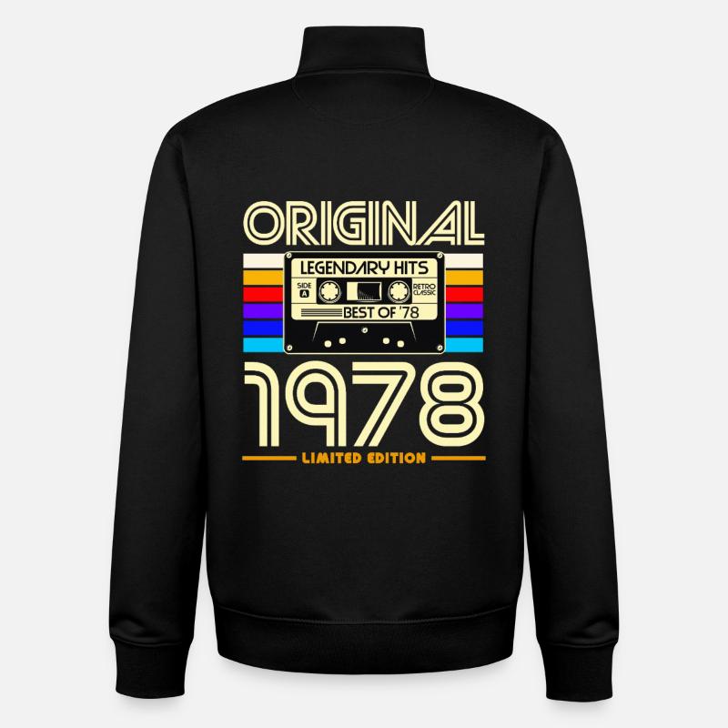 Original 1978 Cassette Retro - Sweat zippé unisexe en coton bio Stanley/Stella - noir
