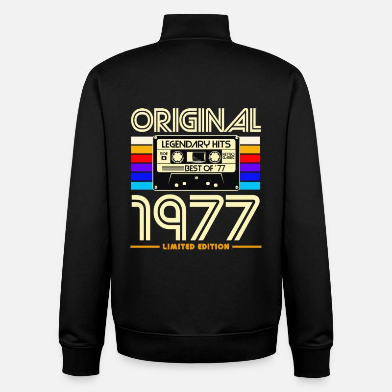Original 1977 Retro Cassette - Sweat zippé unisexe en coton bio Stanley/Stella - noir