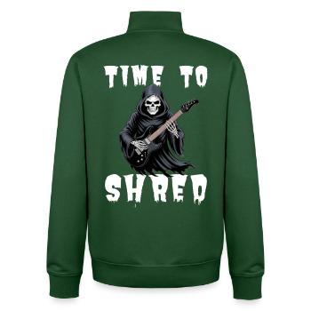Time To Shred Grim Reaper Guitar - Unisex Organic Zip Sweatshirt von Stanley/Stella - Flaschengrün - Hinten - AI Model Male 185 dark (185cm)