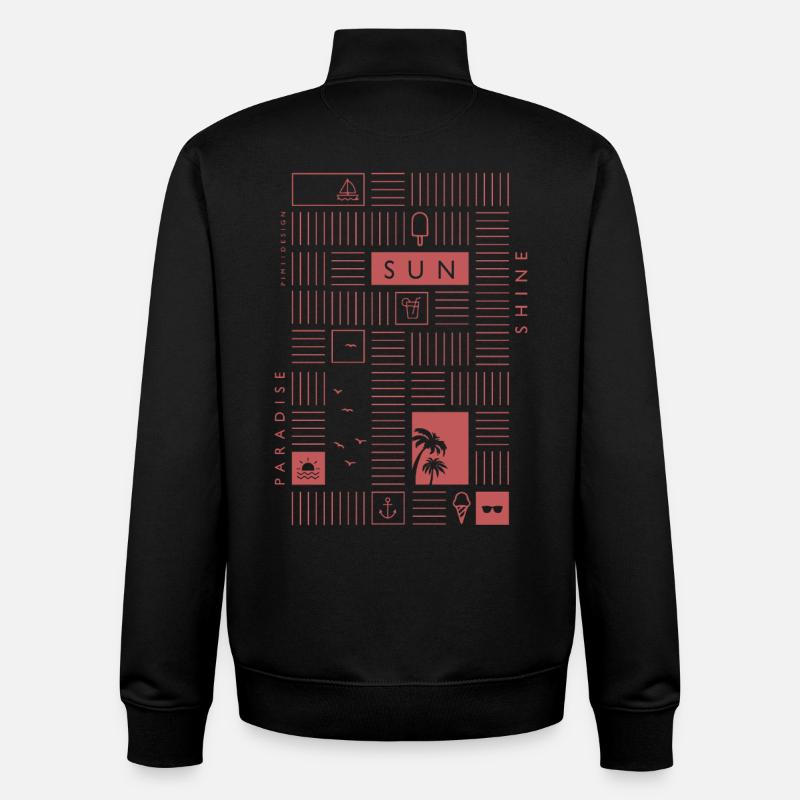 soleil d’été soleil soleil - Sweat zippé unisexe en coton bio Stanley/Stella - noir