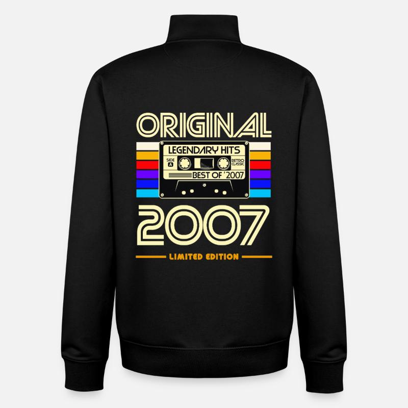 Original 2007: Hits rétro cassette - Sweat zippé unisexe en coton bio Stanley/Stella - noir